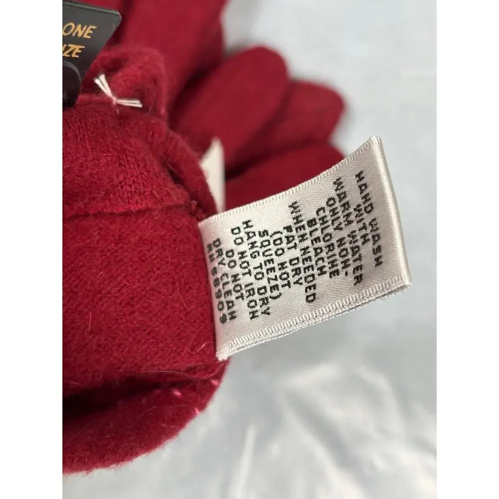 Preston & York Gloves Womens One Size Red Wool Rabbit Hair Knit Buckle Winter